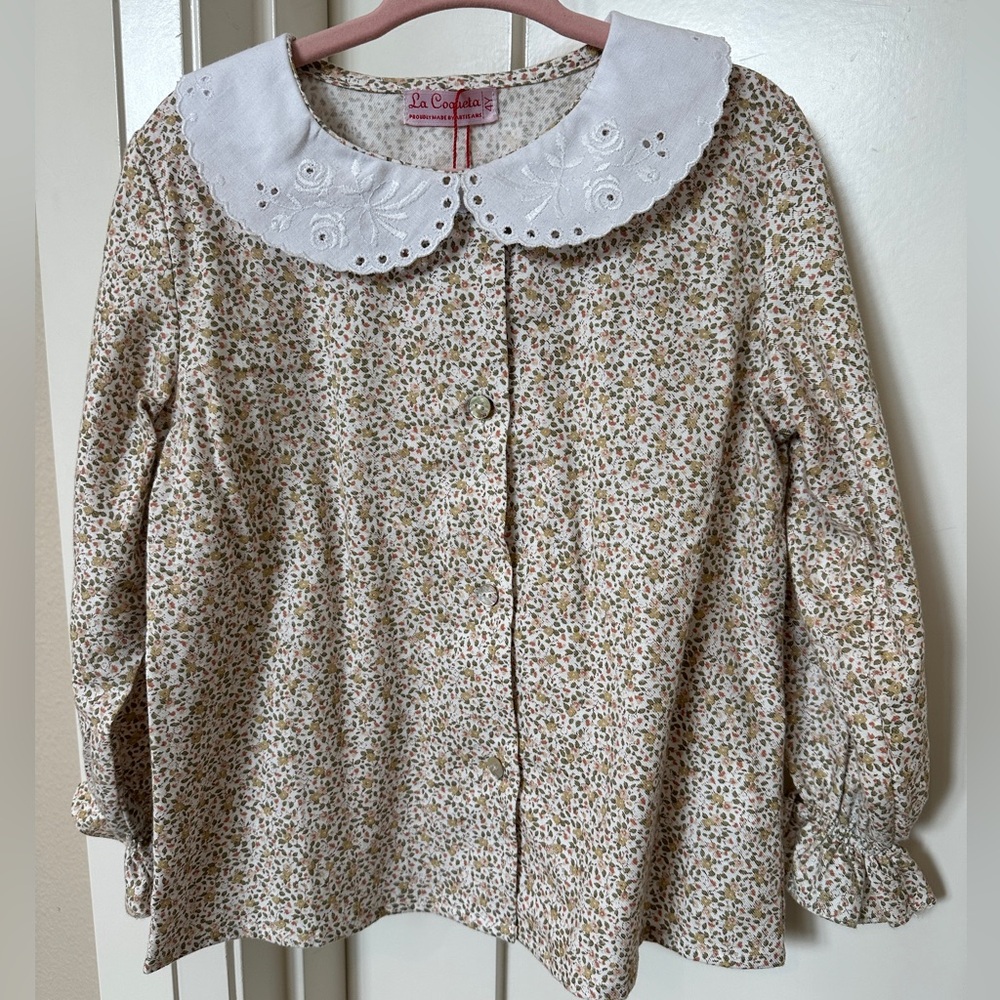 La Coqueta Girls Collared Long Sleeve Blouse 4Y NWT